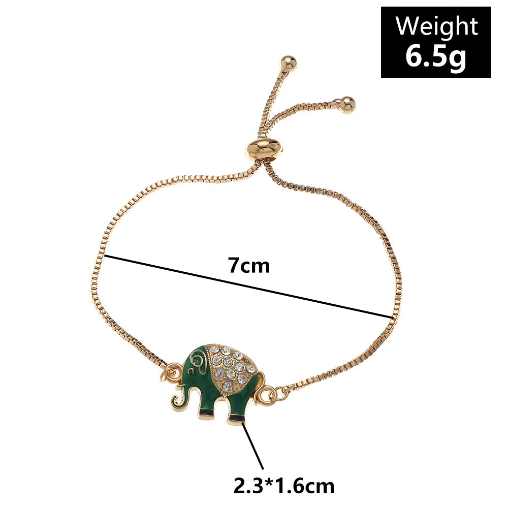 Elephant Bracelet for Women and Girls Alloy Animal Charm With Dripping Eye Ornaments European Fashion Jewelry Style