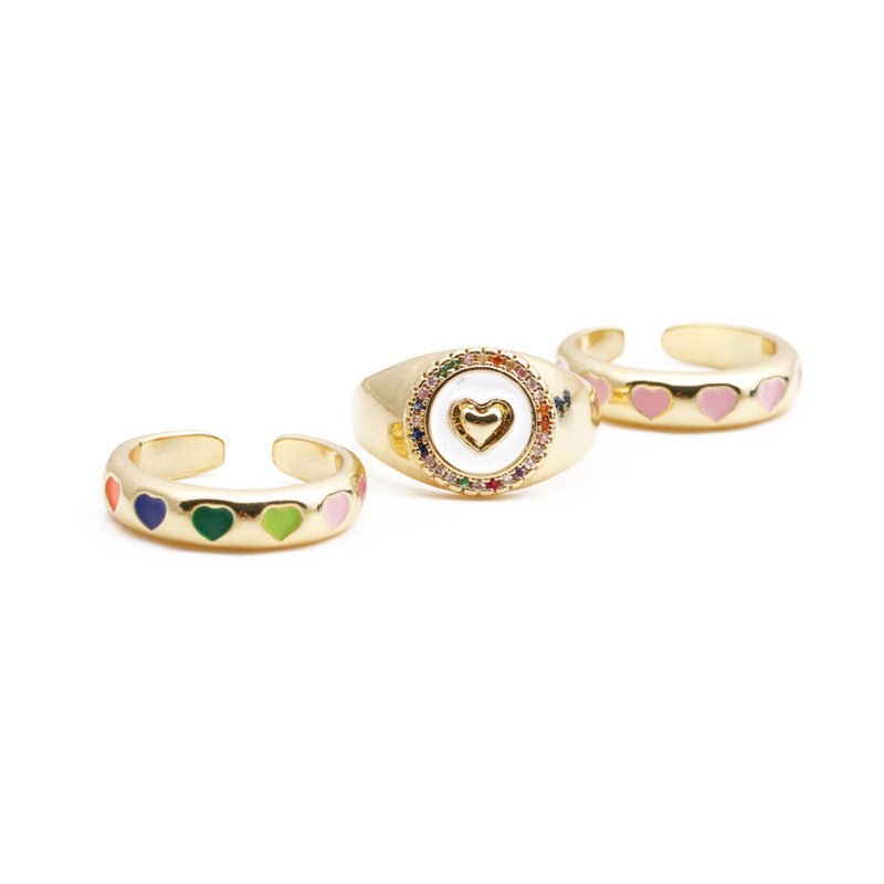 Women Copper Adjustable Ring With Micro Inlay Zircon Geometric Design Jewelry For Everyday Wear Everyday Style