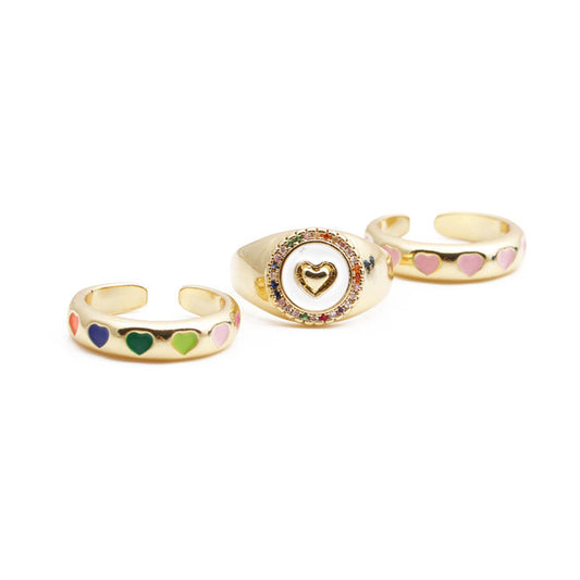 Women Copper Adjustable Ring With Micro Inlay Zircon Geometric Design Jewelry For Everyday Wear Everyday Style