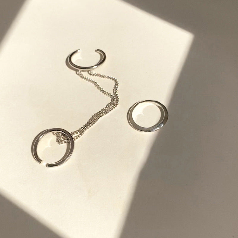 Womens Adjustable Index Finger Ring Fashion Chain Ring Electroplated Gold Copper In Design Double Ring Set For