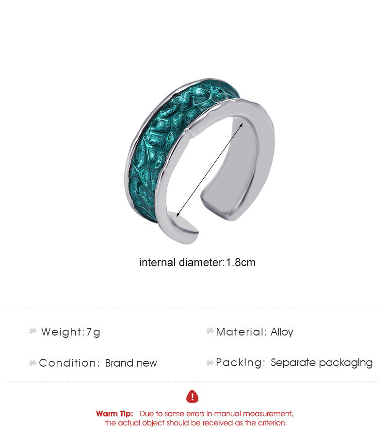 Unisex Geometric Ring In Dark Green Alloy Niche Design For Everyday Wear And Special Occasions Statement Looks