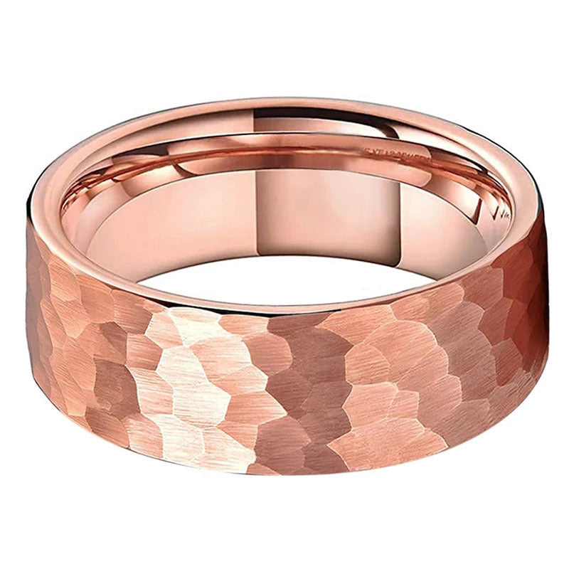 Mens Tungsten Ring Rose Gold Finish 8mm Wide U Shape Comfort Fit Durable Band For Men Everyday Wear Daily Wear
