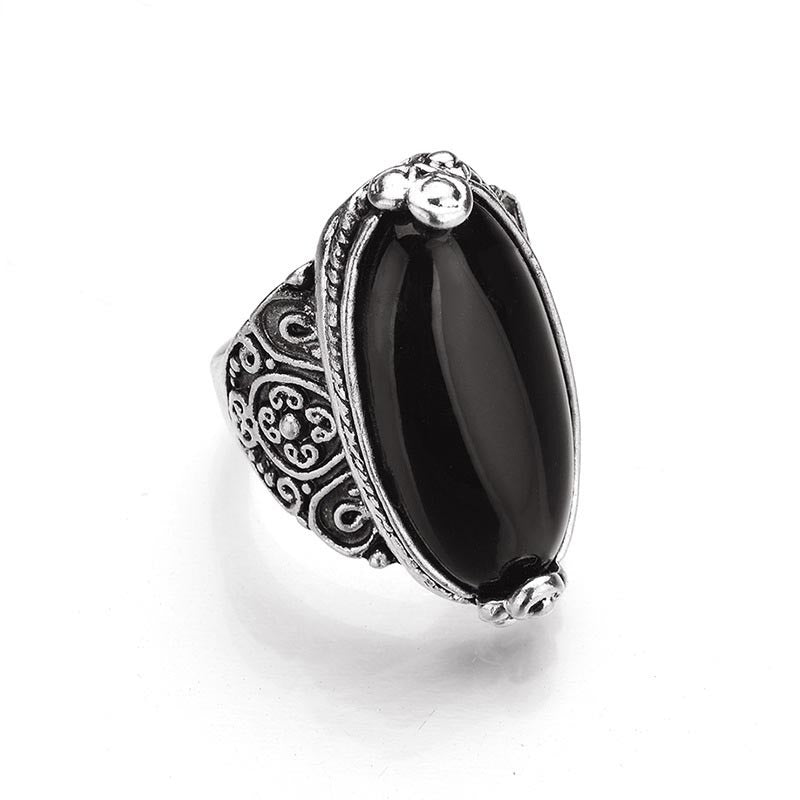 Womens Alloy Turquoise Ring With Gemstone Inlay Retro Carved Fashion Ring Electroplated Individually Packed Securely