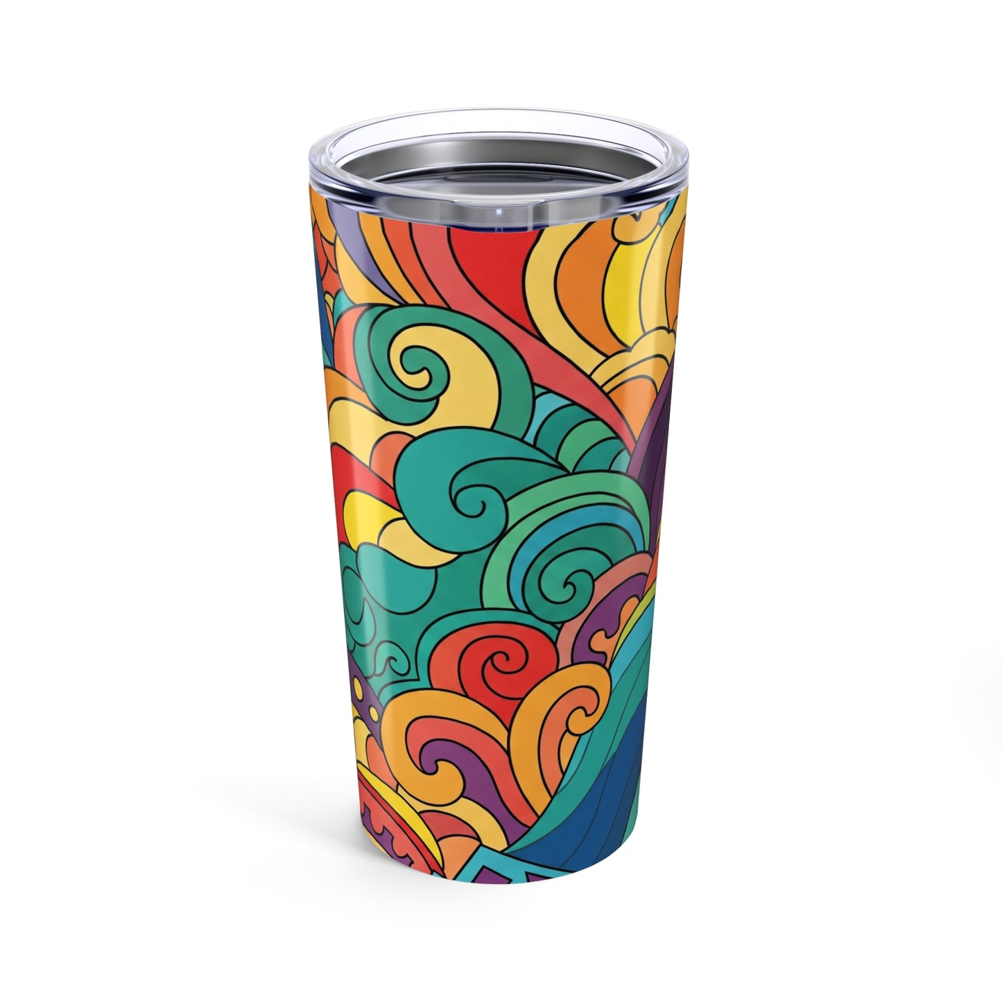 20oz Stainless Steel Tumbler With Printed Design Double Wall Vacuum Insulated Spill Resistant Lid Durable Everyday
