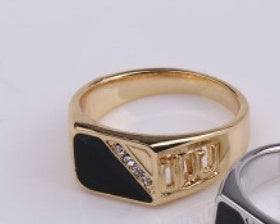Mens Square Fashion Ring Classic European American Design Gold Plated Alloy Plated Durable Jewellery Accessory