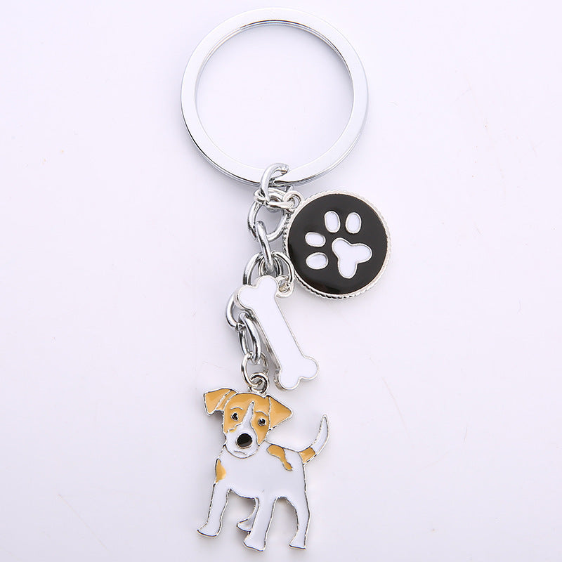 Unisex Metal Dog Bone Key Chain With Paw Print Charm Great Dane German Shepherd Key Ring With Durable Clip Pro