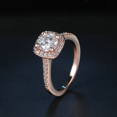 Copper Zircon Inlay Ring With White Gold Plating 10mm Face Hand Polished Finish Nine Color Variants Plus Shine