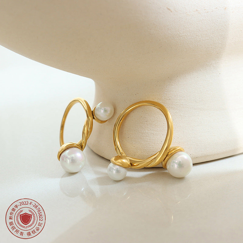 Women Titanium Steel Ring With Colorful Geometry Double Column Twist Design Fashion Jewelry Gift For Her Party