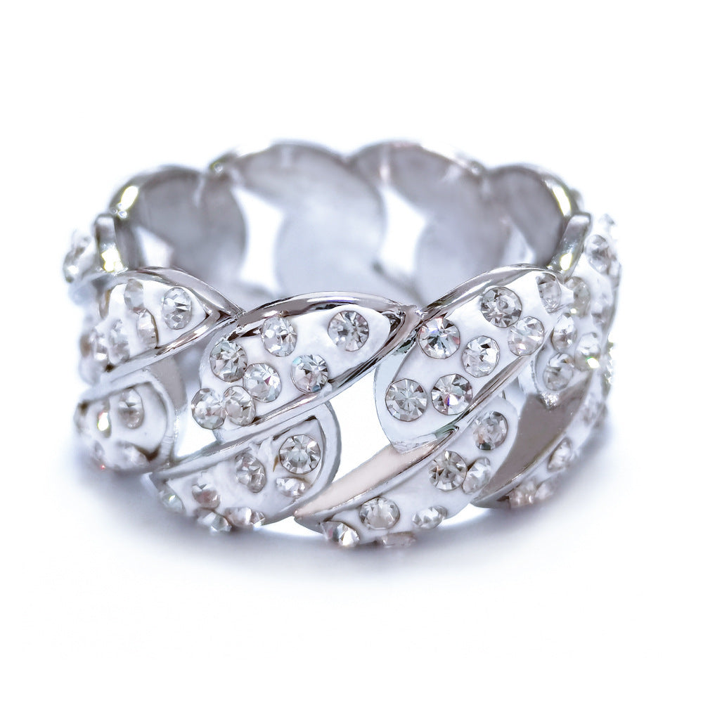 Men's Hip Hop Iced Out Ring Geometric Alloy Gemstone Jewelry Electroplated Fashion Accessory Bling Jewelry Men