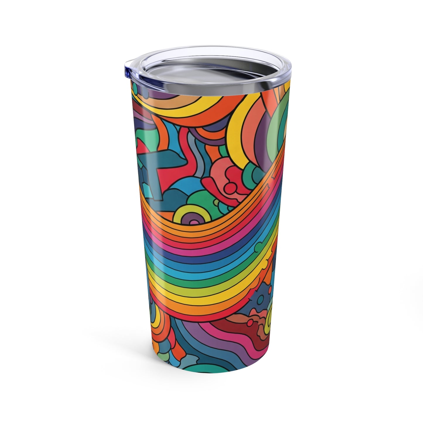 20oz Stainless Steel Travel Mug Double Wall Vacuum Insulated Printed Design Spill Proof Durable Hot Cold