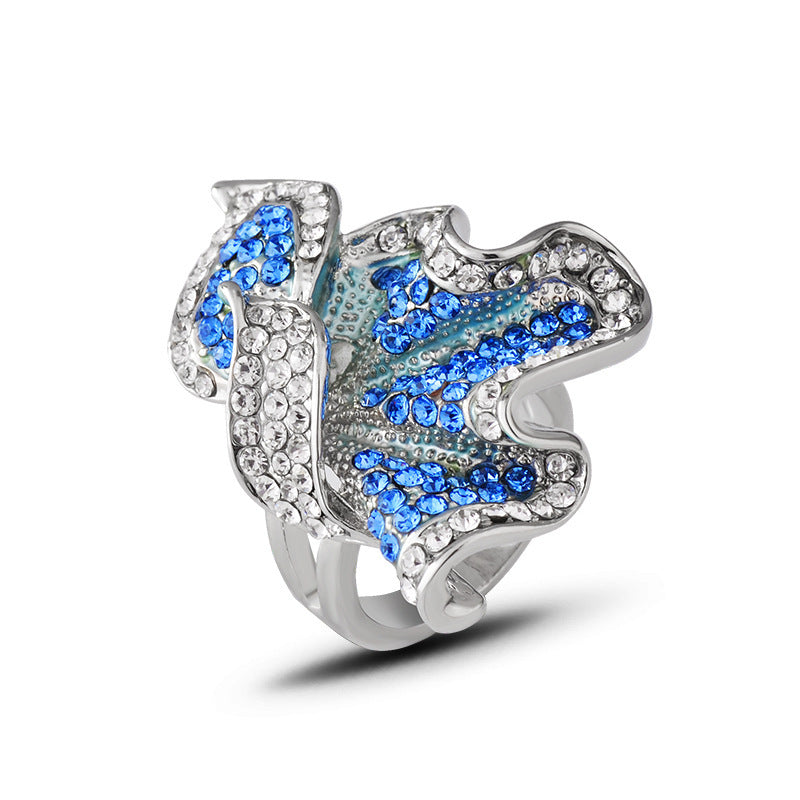 Flower Diamond Ring Gold Plated Gemstone Jewelry Daily Wear