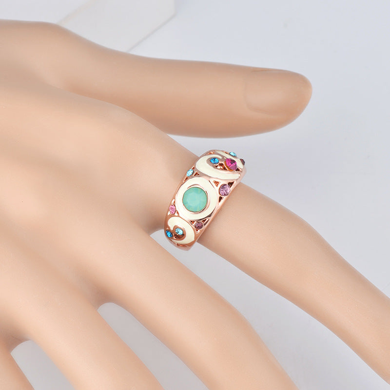 Rose Gold Plated Ring With Rhinestone Inlay Jewelry