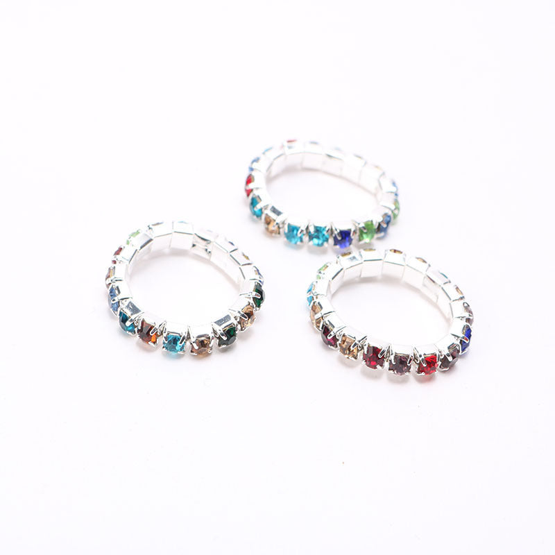 Womens Geometric Diamond Ring Gold And Silver Alloy Ring Fashion Jewelry Elastic Band Ring Wedding Gift Single