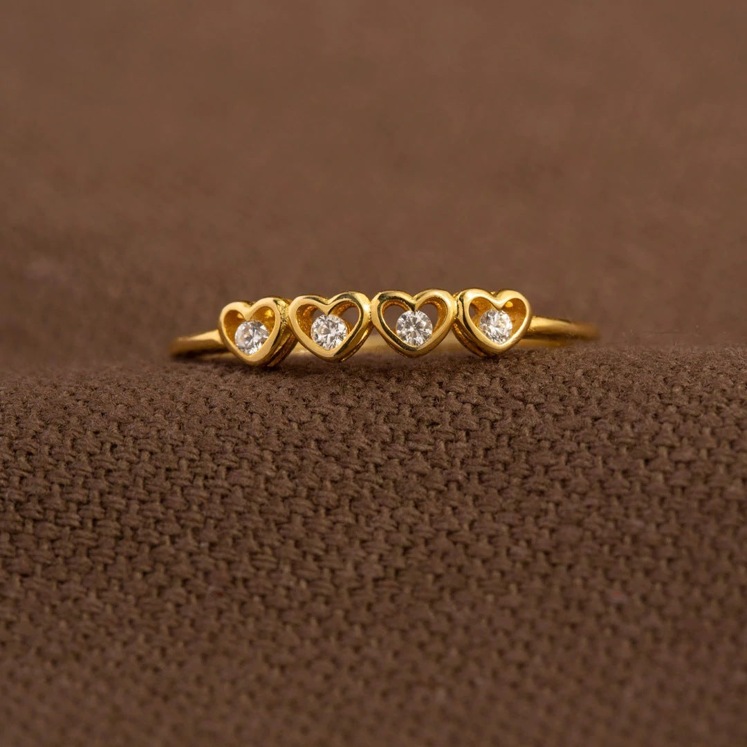 Sterling Silver Love Ring S925 With Zircon Gemstones Electroplated Anniversary Ring For Women Gold Elegant Design