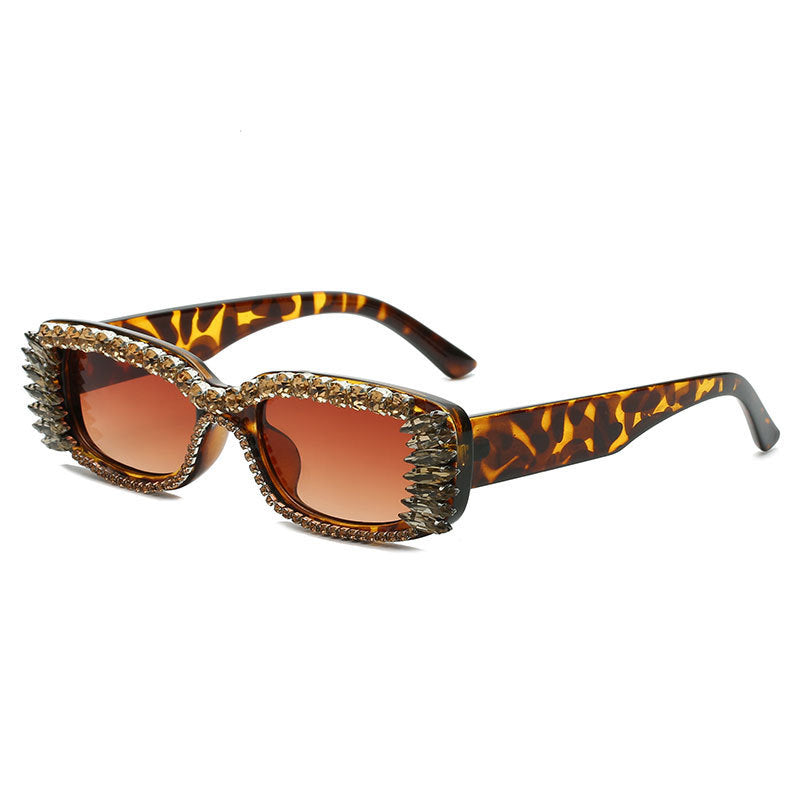 Womens Mens Fashion Sunglasses Diamond Studded Square Rhinestone Design Lens PC Frame 99 Percent Visible Light