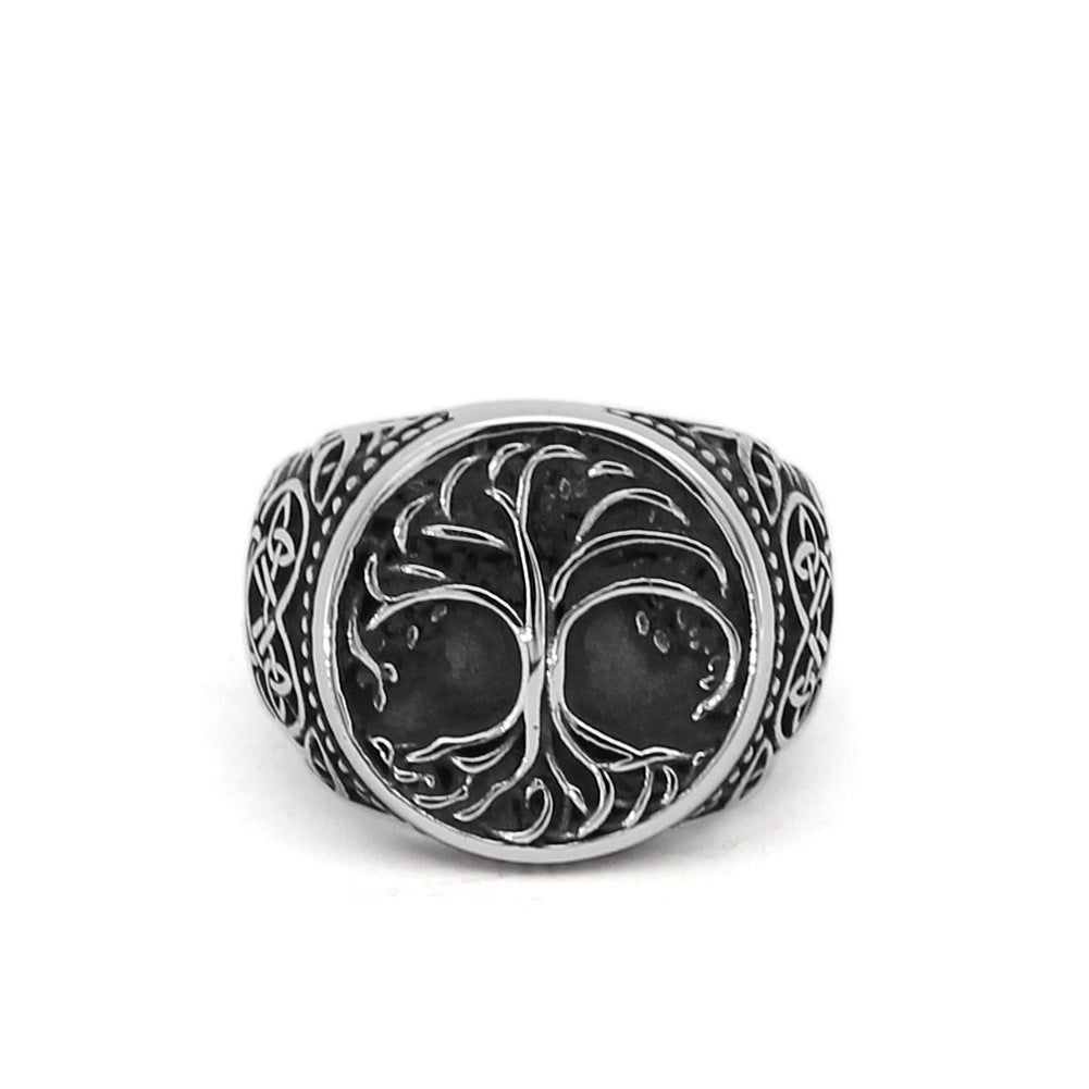 Tree Of Life Ring For Men Titanium Steel Geometric Design Modern Mens Jewelry Accessory Gift For Every Occasion