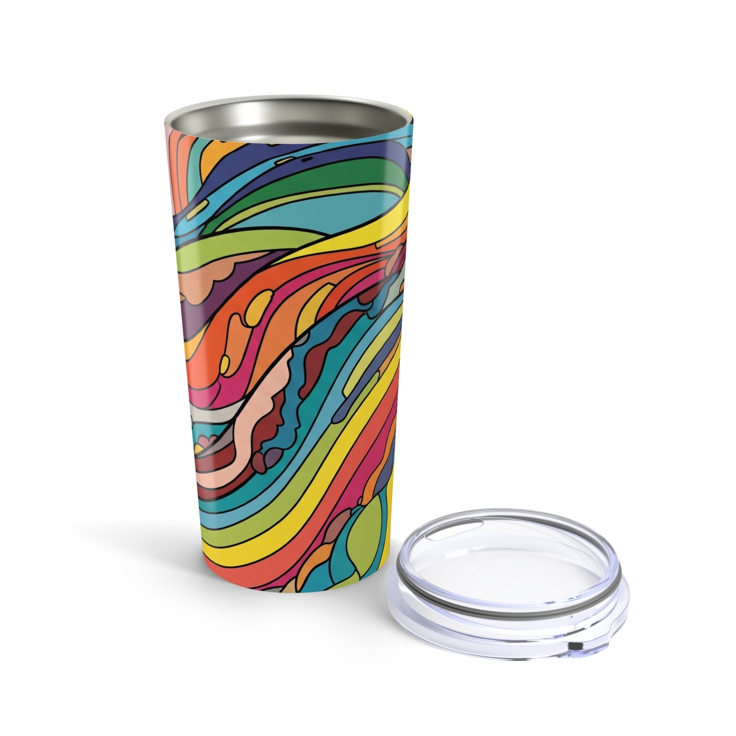 TwentyOz Stainless Steel Printed Tumbler With Double Wall Vacuum Insulated Spill Resistant Travel Mug For Hot Or