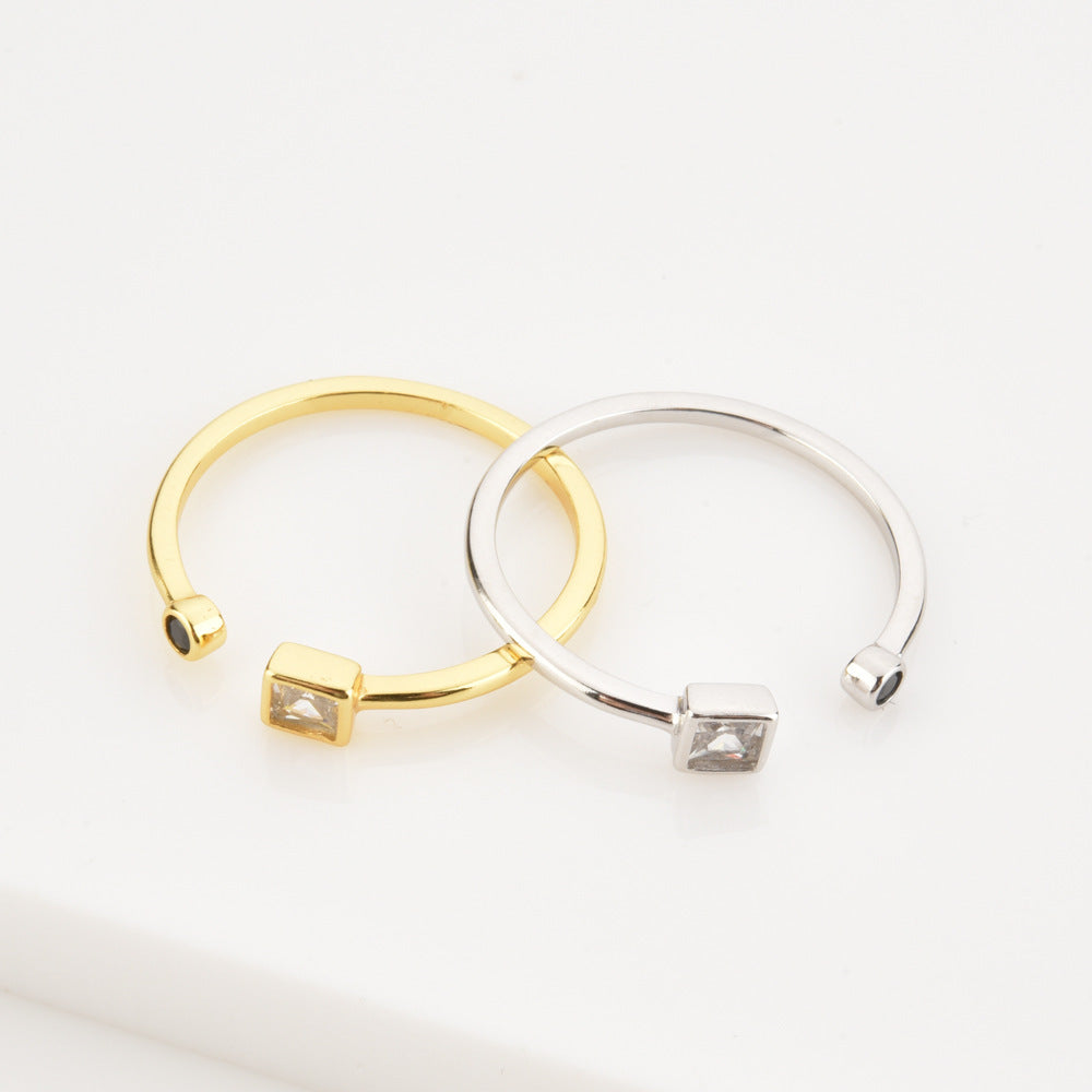 Womens Ring Elegant Platinum Plated Silver Open Round Ring Electroplated Simple Band Gift Jewelry 18K Gold 18K