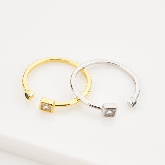 Womens Ring Elegant Platinum Plated Silver Open Round Ring Electroplated Simple Band Gift Jewelry 18K Gold 18K