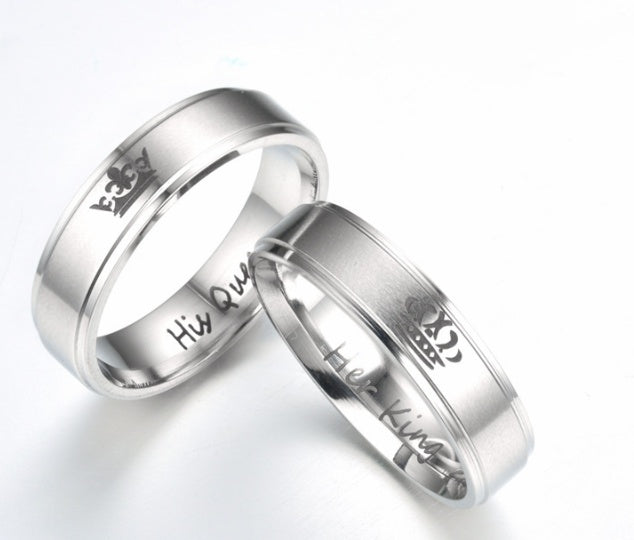 Couple Rings Stainless Steel 6mm Matching Band Ring Polished Finish Vacuum Plated Long Lasting Great Gift Perfect Pair