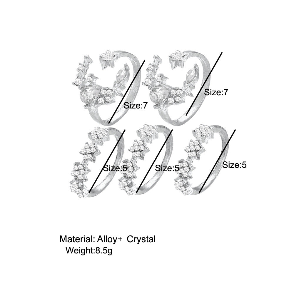 Womens Knuckle Ring Set Bohemian Alloy Rings Electroplated Silver Geometric Design European American Ornaments