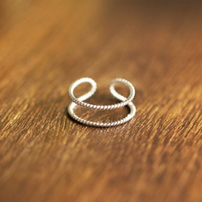 Womens 925 Silver Ring Double Twist Thin Band Adjustable Opening Retro Fashion Jewelry Gift For Women Everyday