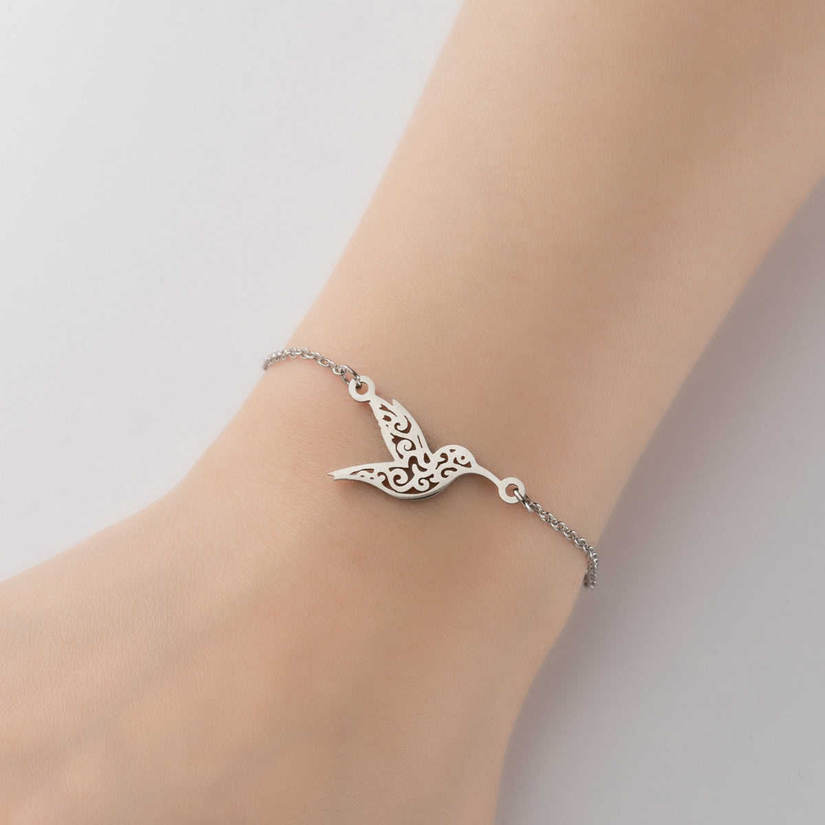 Womens Titanium Steel Bracelet With Animal Design Bird Butterfly Crown Lion Simple Bangle Jewelry Gift for Her