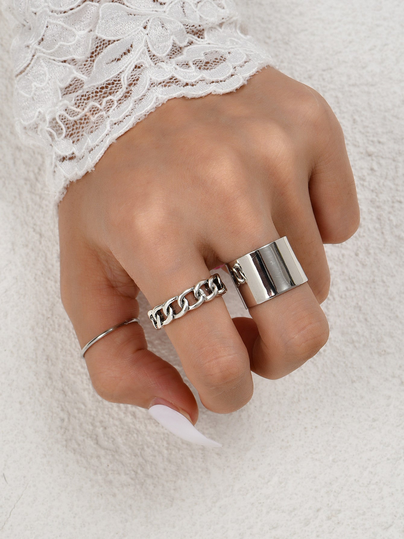 Women Geometric Ring Set Fashion Jewelry Electroplated Irregular Shape Zinc Alloy Metal Rings For Daily Styles