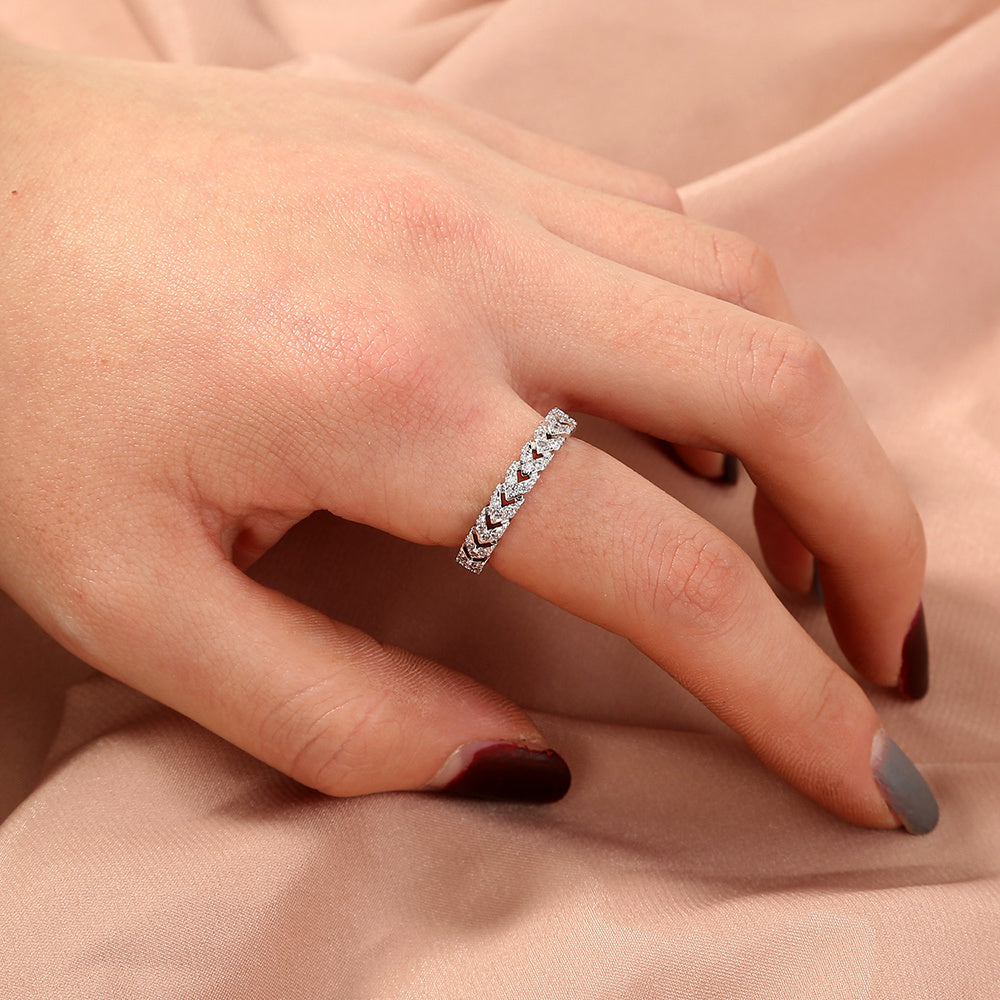 Adjustable Arrowhead Copper Ring With Zircon Stone Details