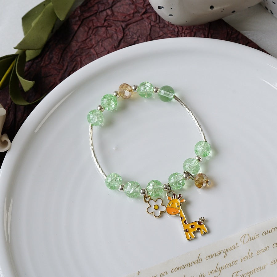 Womens Beaded Bracelet With Pearl Crystal And Alloy Animal Zodiac Charms Cartoon Adjustable Length Cute Charm