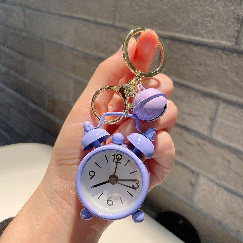 Mini Alarm Clock Keychain Pendant Cute Functional Accessory Zinc Alloy Durable For Handbags And Backpacks Colorful