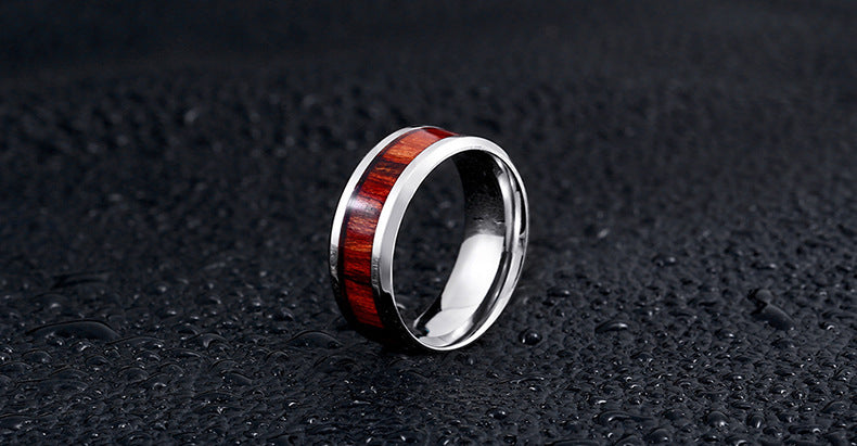 Titanium Steel Ring 8mm Wide Geometric Electroplated Retro Style Durable Statement Band For Daily Wear All Day