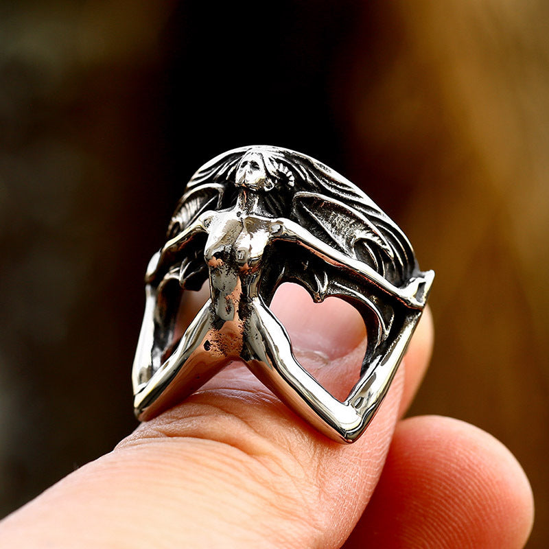 Mens Gothic Devil Ring Steel Retro Punk Statement Jewelry Durable Fashion Accessory Unique Design High Quality