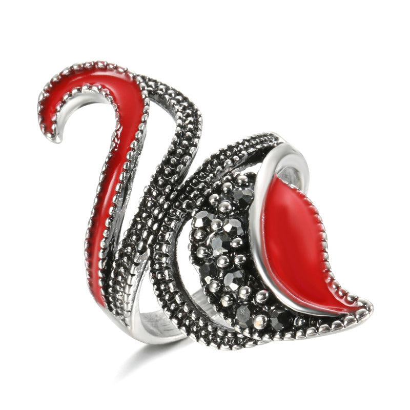 Womens Alloy Leaf Feather Ring Simple Fashion Jewelry Gift