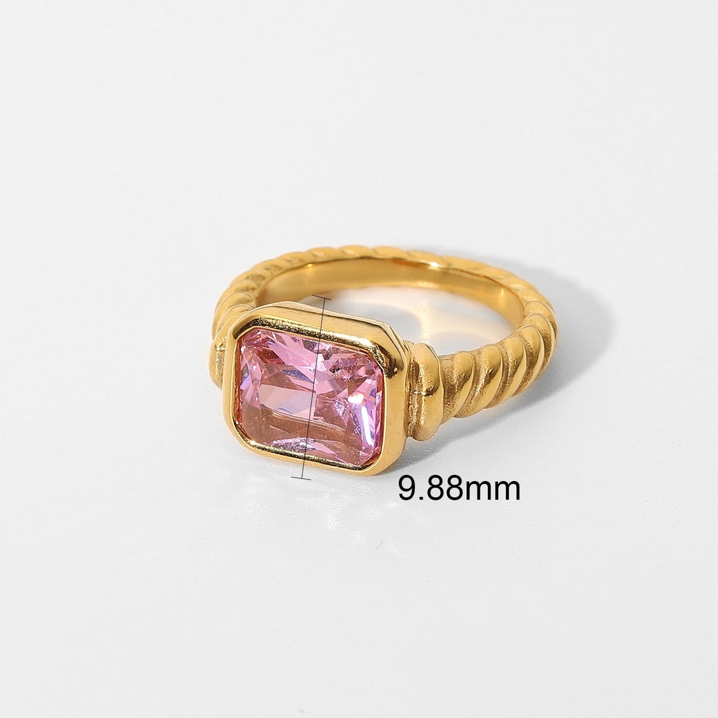 Womens Gold Plated Stainless Steel Ring with Zircon Stone Trendy Circle Ring for Women Fashion Jewelry Gift for Her Elegant Ring Sizes 6 7 and 8