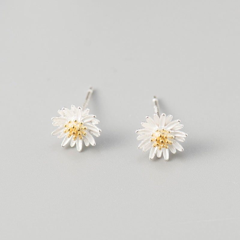 Silver Daisy Ring Small Plain Set Lightweight Korean Style Electroplated Jewelry Gift Great For Everyday Wear