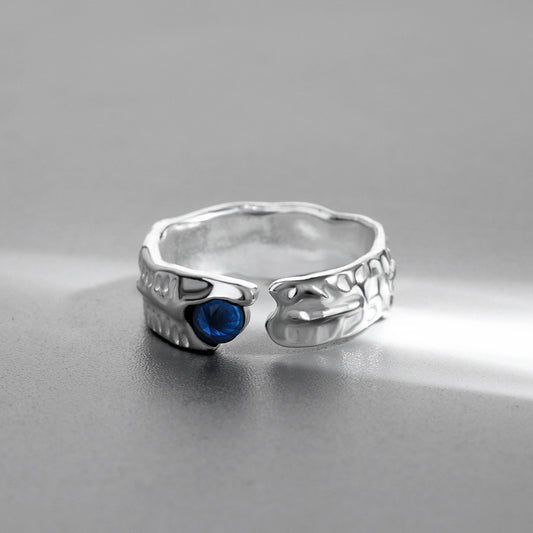 Adjustable Index Finger Ring Blue Zircon Gold Plated Copper U Shaped Fashion Ring For Women And Men For Fashion Lovers