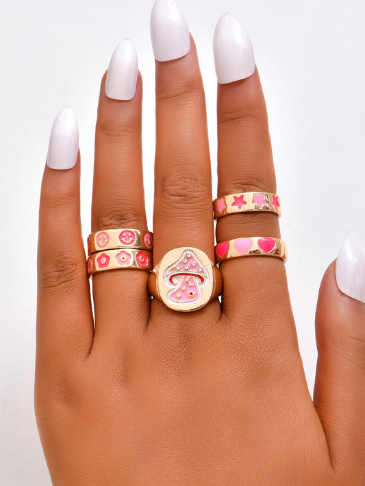 Geometric Ring Set Zinc Alloy Knuckle Rings Women Korean
