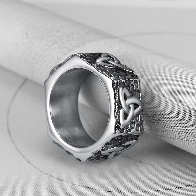 Mens Titanium Steel Geometric Ring Plated Fashion Accessory For Streetwear Everyday Wear Durable Jewelry Style