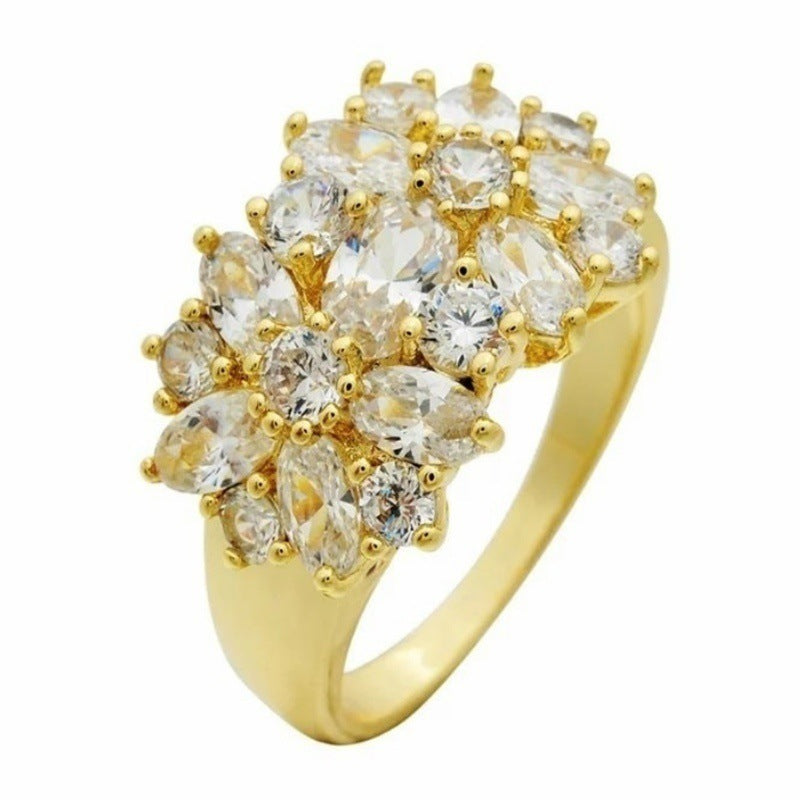 Womens Flower Ring Alloy Jewelry Electroplated Elegant Ring For Women Girls Perfect Party Accessory Style Chic