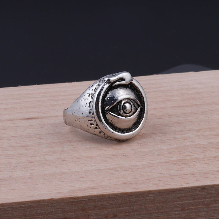 Mens Vintage Titanium Steel Anchor Ring Polished Silver Retro Punk European American Fashion Jewelry Vintage Look