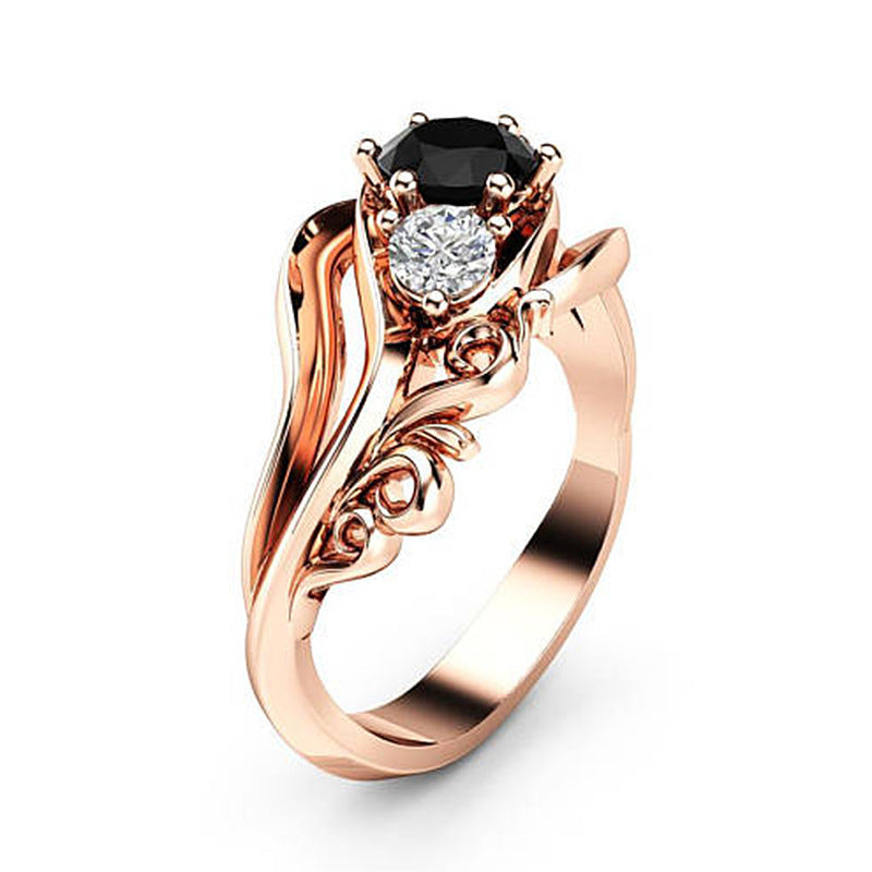 Rose Gold Zirconia Inlay Ring Metal Band With Sparkling Shine Perfect For Everyday Or Special Occasions Bright