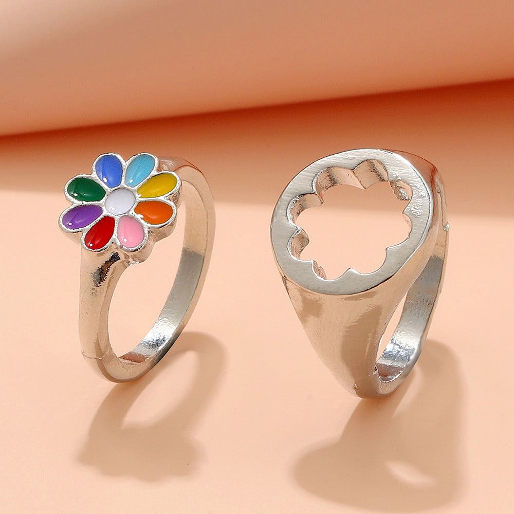 Geometric Alloy Couple Rings for Women Gold and Silver Fashion Jewelry Engagement Anniversary Rings Elegant Gift Idea