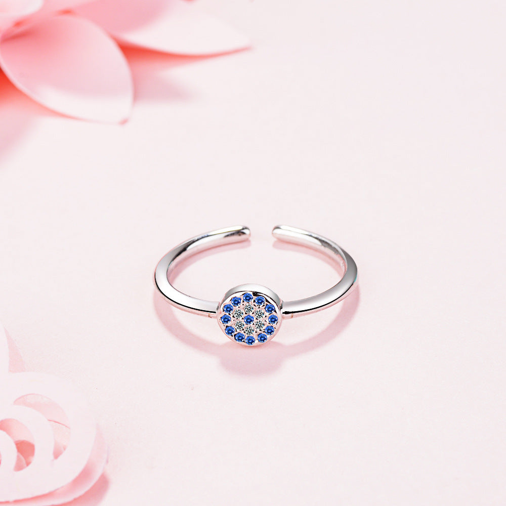 Turkish Evil Eye Ring Retro Circle Blue Eye Jewelry Copper Plated Platinum And Gold Adjustable Opening Band For Women