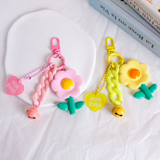 Resin Flower Keychain Heart Ornament Cute Accessory For Girls And A Durable Key Ring With Charming Decoration Hanging