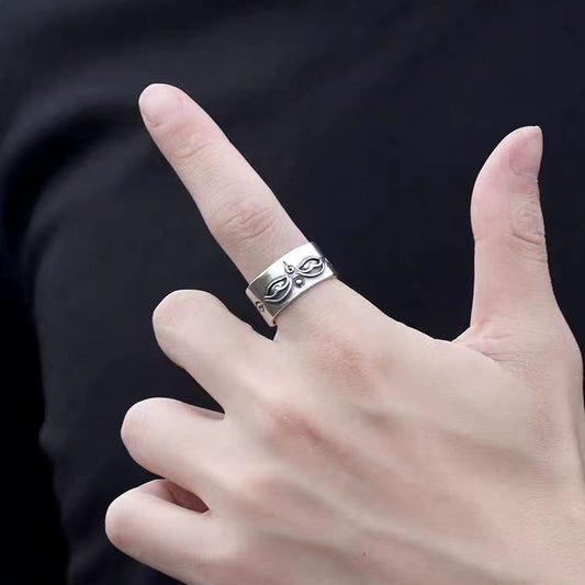 Unisex Adjustable Open Ring Brushed Alloy Geometric Band Braided Cord Design French Eye Fashion Jewelry Chicly