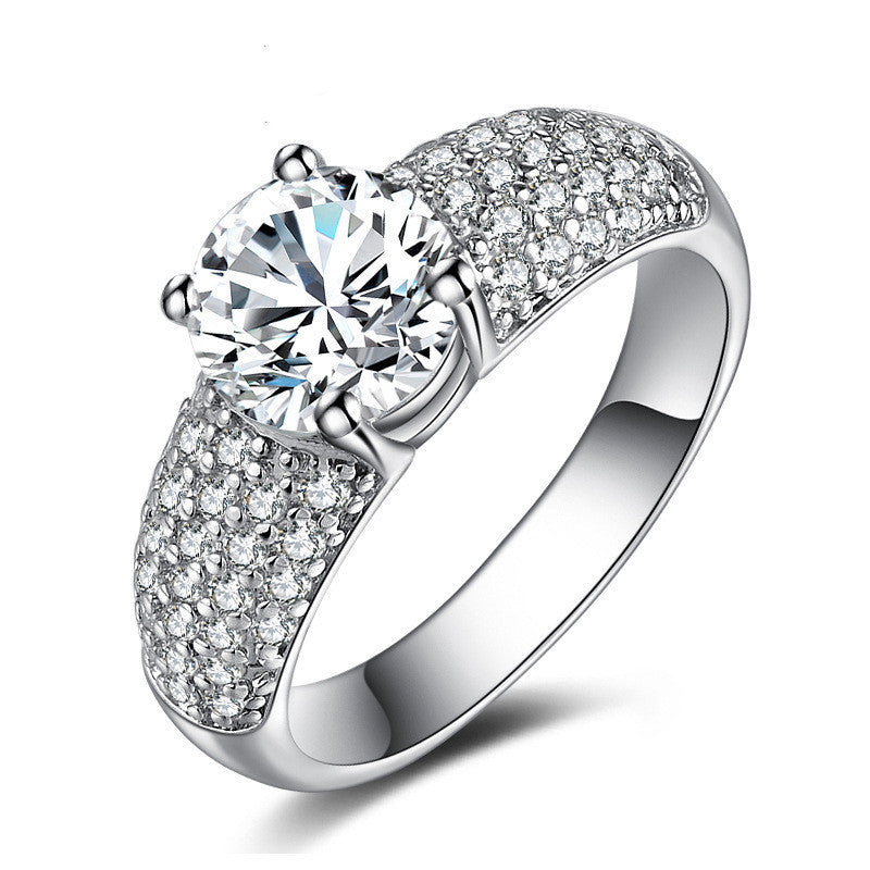 Copper Zircon Four Claw Diamond Ring For Women Korean Style Jewelry Gift For Everyday Wear And Shine For Style