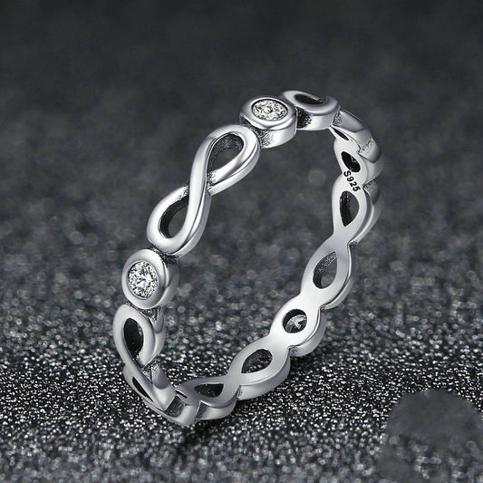 Infinity Silver Ring For Women 925 Sterling Silver Figure Eight Design Electroplated European Fashion Jewelry
