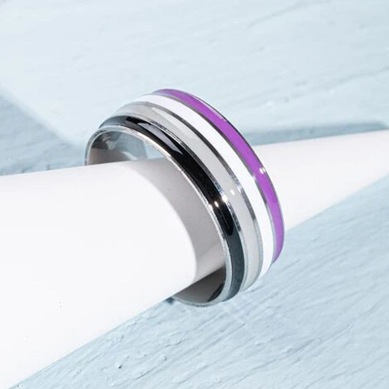 Stainless Steel Rainbow Geometric Couple Rings for Him and Her Simple Matching Jewelry Anniversary Gift Set Today