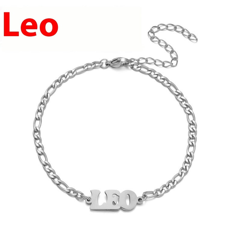 Unisex Stainless Steel Zodiac Bracelet Electroplated Gold Constellation Jewelry Gemini Sign For All Daily Wear